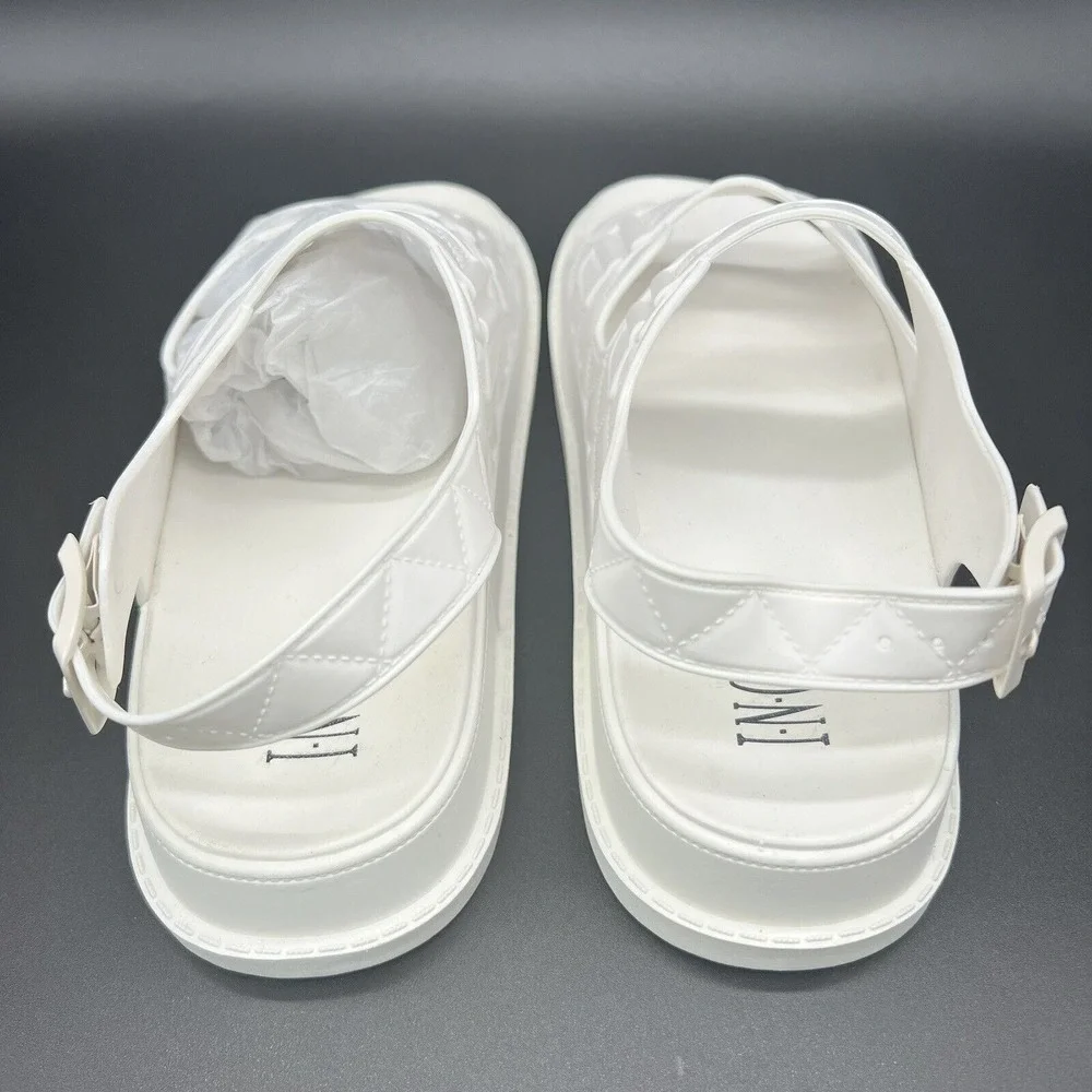 INC‎ International Concepts Liyanap White Quilted Jelly Sandals Womens 8 M